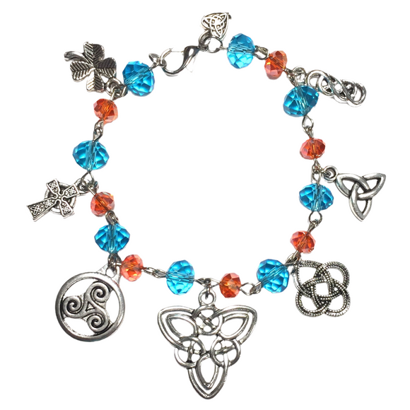 Celtic Blue & Orange Charm Bracelet (TEAGAN)