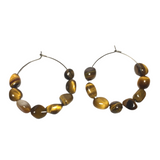 Tiger Eye Stone Hoop Earrings (ARCADIA)