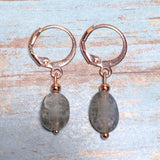 Labradorite Stone Rose Gold Earrings (MISHA-E)