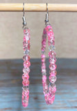 Pink Glass Large Hoop Earrings