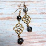 Bronze Knot Gray Glass Earrings