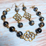 Bronze Knot Gray Glass Jewelry Set