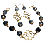 Bronze Knot Gray Glass Jewelry Set