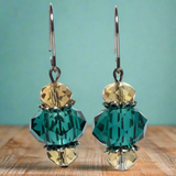 Cyan and Champagne Glass Earrings (GIA)