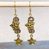 Stars Antiqued Gold Glass Earrings