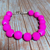 Magenta Acylic Cord Beaded Bracelet