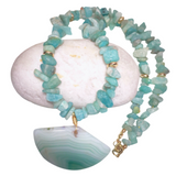 Agate and Amazonite Stone Necklace (MARGARET)