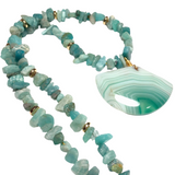 Agate and Amazonite Stone Necklace (MARGARET)