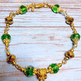 Marijuana Green Gold Glass Bracelet (HEMP-B)