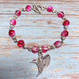 Hummingbird Fuchsia Glass Bracelet (BIRDIE-B)