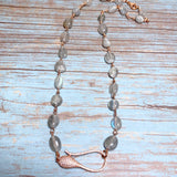 Labradorite Stone Rose Gold Necklace (MISHA-N)