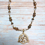 Celtic Knot Bronze Glass Necklace