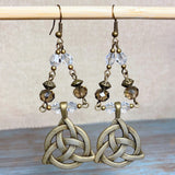 Celtic Knot Bronze Glass Earrings