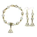 Celtic Jewelry Set Antiqued Gold & Clear (SHAY)