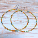 Multi Color Glass Boho Hoop Earrings (MAUREEN-E)