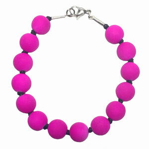 Magenta Acylic Cord Beaded Bracelet