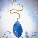 Blue Dragon's Vein Agate Gemstone Necklace (GENEVIEVE)