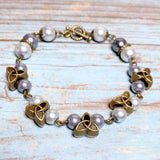 Celtic Knot Bronze Gray Glass Bracelet