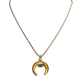 Tiger Eye Stone Crescent Moon Necklace (APOLLO)