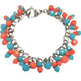 Coral and Teal Glass Bracelet