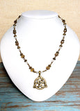 Celtic Knot Bronze Glass Necklace