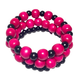 Fuchsia Black Wood Bracelet Stack (KARISA)