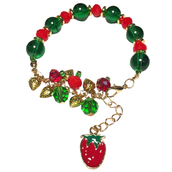Strawberry Red Green Bracelet (FRAISE)