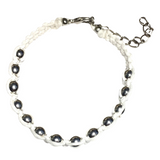 Silver Hematite Stone White Cord Bracelet (SONIA)