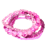 Hot Pink Glass Bracelet Stack (ALENA)