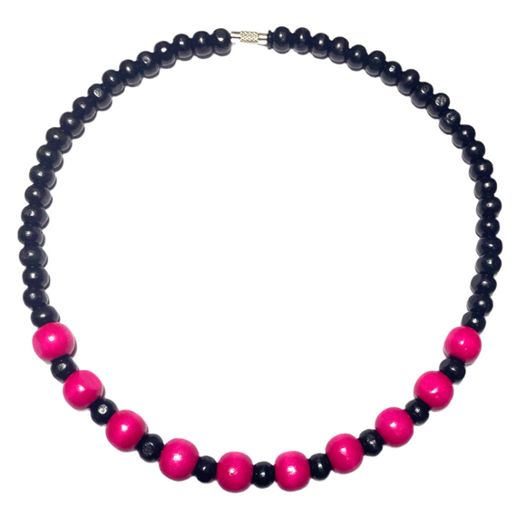 Fuchsia Black Wood Choker Necklace (OBELIA)