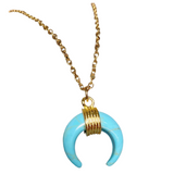 Howlite Stone Crescent Moon Necklace (METIS)