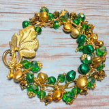 Green Gold Jingle Bell Chunky Bracelet (WREATH-B)