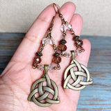 Celtic Knot Bronze Glass Earrings