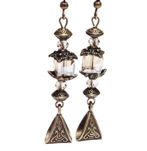 Cube Glass Crystal Bronze Earrings (THESEUS)