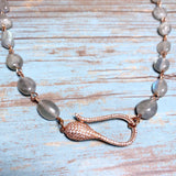 Labradorite Stone Rose Gold Necklace (MISHA-N)