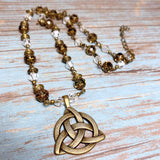 Celtic Knot Bronze Glass Necklace