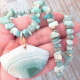 Agate and Amazonite Stone Necklace (MARGARET)