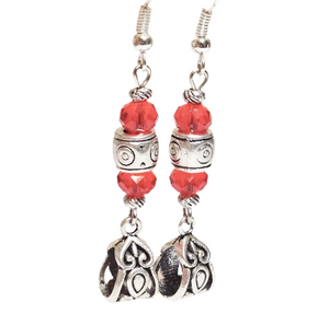 Red Glass Crystal Earrings (PHOEBE)