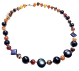 Earthy Agate Blue Goldstone Gemstone Necklace (GAIA)