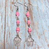 Cupcake Pink Glass Wood Earrings (SUGAR-E)