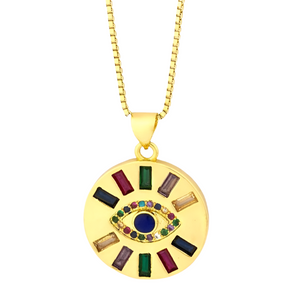 Evil Eye Rainbow Rhinestone Necklace (ATARA)