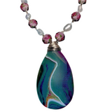 Agate Fluorite Stone & Glass Necklace (FIORELLA-N)