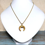 Tiger Eye Stone Crescent Moon Necklace (APOLLO)