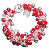 Red Silver Jingle Bell Chunky Bracelet (HOLLY-B)