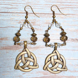 Celtic Knot Bronze Glass Earrings