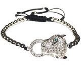 Leopard Rhinestone Bracelet Silver