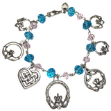 Irish Claddagh Blue & Pink Friendship Charm Bracelet (BRIANNA)