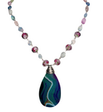 Agate Fluorite Stone & Glass Necklace (FIORELLA-N)