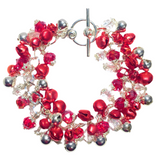 Red Silver Jingle Bell Chunky Bracelet (HOLLY-B)