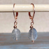 Labradorite Stone Rose Gold Earrings (MISHA-E)